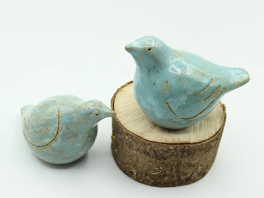 Love Birds Speckled Turquoise- Ceramic