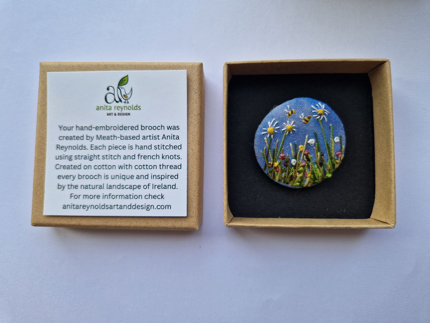 Textile Brooch, Meadow Bees